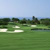 A view of green and bunkers on the left from Monarch Beach Golf Links