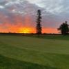 A sunset view of the practice putting green at Micke Grove Golf Links.