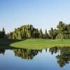 A view over the water of hole #17 at Creekside Golf Course.