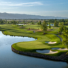 Aerial view of the 17th green from the Yocha Dehe Golf Club at Cache Creek Casino Resort.