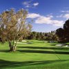 A view of a green protected by bunkers at Rancho Bernardo Inn.