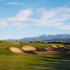 A view of the heavily bunkered 9th hole at Legends Course from Morongo Golf Club at Tukwet Canyon