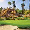 A view of a green protected by bunkers Indian Wells Country Club.