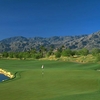 A view of a green with water coming into play from left at Pete Dye Course from Hideaway Club