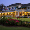 A view of the clubhouse patio at Los Angeles Country Club