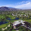 Aerial view of the clubhouse and green #18 at Marrakesh Golf Club