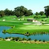 A view of green #18 with water coming into play at Poplar Creek Golf Course