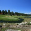 The 18th hole at Grizzly Ranch Golf Club is an uphill par 5 guarded by water.