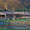 A view over the pond of the clubhouse from Country Club at Soboba Springs