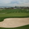 A view of green protected by bunkers at Los Lagos Golf Course