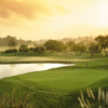 A view of green #8 with water coming into play at Wood Ranch Golf Club