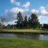 A view of hole #7 surrounded by water at Davis Golf Course