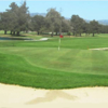 A view of a hole with water and a bunker coming into play at Salinas Fairways Golf Course