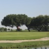 A view of a hole protected by bunkers from Shoreline Golf Links at Mountain View