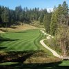 A view back from the 18th green at Apple Mountain Golf Resort.