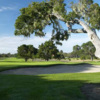 A view of a green protected by a bunker at Del Monte Golf Course