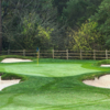 A view of green #10 surrounded by tricky bunkers at Orinda Country Club