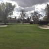 A view of a hole flanked by bunkers at Merced Golf & Country Club.