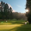 A sunny view of a hole at Tilden Park Golf Course.