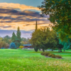 A splendid fall day view of a fairway at Ancil Hoffman Golf Course.