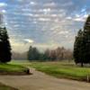 A view of a tee covered by a nice cloud curtain at Ancil Hoffman Golf Course.