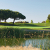 A view of a green with water coming into play at Shoreline Golf Links from Mountain View.