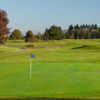 A sunny day view of a green from Shoreline Golf Links at Mountain View.