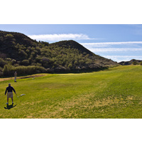 The dogleg-left, par-4 eighth is the No. 1 handicap hole on the Sky Course at Lost Canyons Golf Club.