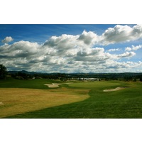 The first hole at Arrowood Golf Course is a gently downhill par 4. 
