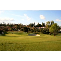 The 17th hole at Rancho Bernardo Inn golf course is a short, dogleg left. 