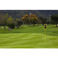 A view of the 18th green on the Willow Glen Course at Sycuan Golf Resort in El Cajon, California.