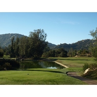The fifth at Mt. Woodson Golf Club is a 405-yard par 4 that doglegs left around a lake.