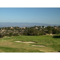 The par-3 16th at Mt. Woodson Golf Club is perched high above a valley.