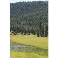 Unspoiled mountain backdrops are behind many holes at Grizzly Ranch Golf Club in Portola, California.