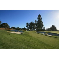 The third green at Pasatiempo Golf Club is well protected by sprawling bunkers. 