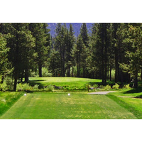 Lake Tahoe Golf Course's par-3 17th isn't long, but it plays through a chute of trees over water.