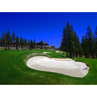 Tom Fazio's signature bunkers are evident throughout Martis Camp, including here on the closing hole.