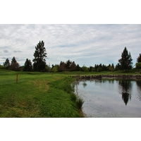 A skinny fairway skirts a pond on the 289-yard 13th hole at Bartley Cavanaugh Golf Course in Sacramento, California.