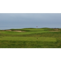 The par-3 17th hole on the Old Course at Half Moon Bay Golf Links introduces the views of the Pacific.