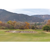 The boarded bunkers, added during a Perry Dye redesign in the 1980s, add visual splash to the par-5 third hole at Carlton Oaks Golf Club just northeast of San Diego.