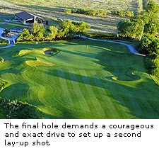 No. 18 at Stevinson Ranch's Savannah Course is surrounded by furrowed rows of corn, wheat, barley, tomatoes and even a farm that grows West Coast Turf. On the farm-to-